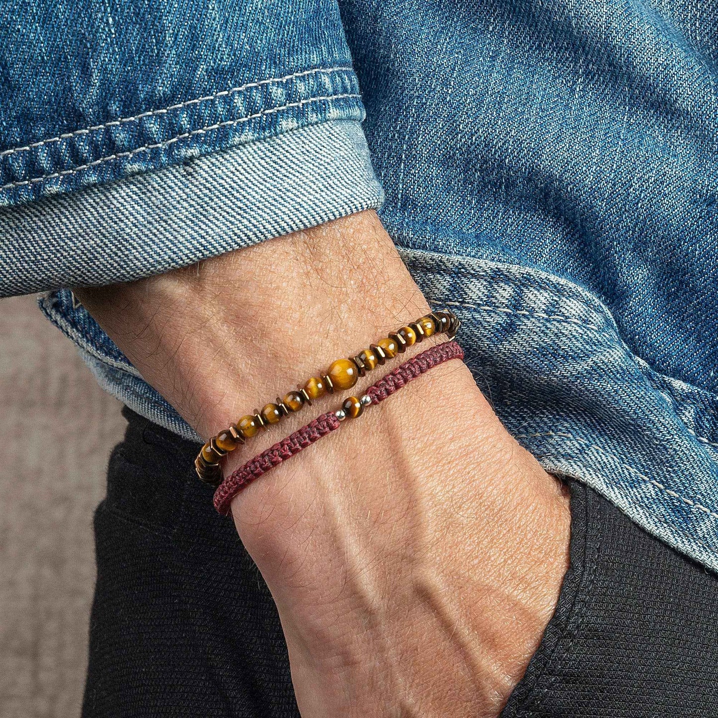 Men's Tiger Eye Macrame Beaded Bracelet | Gifts for Men