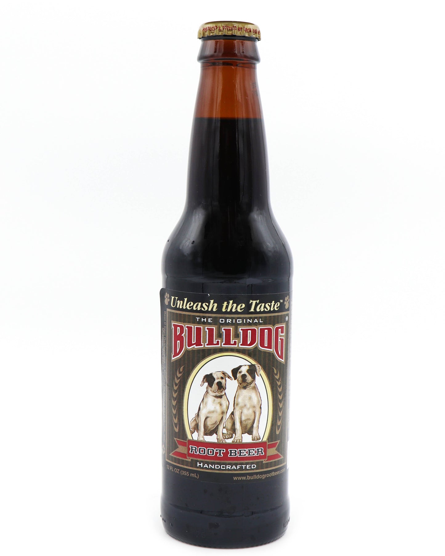Bulldog Root Beer Soda, 12oz Glass Bottle