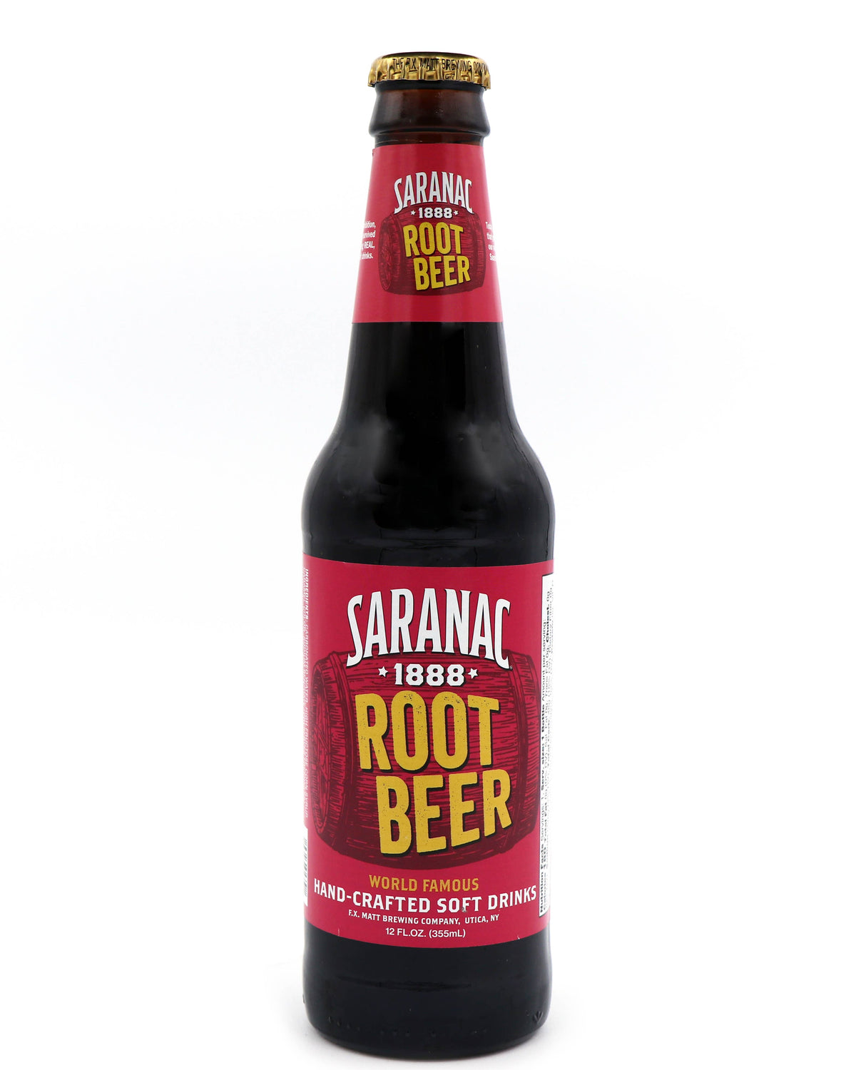 Saranac Root Beer Soda, 12oz Glass Bottle 12ct