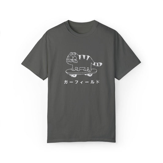 Retro Garfield Like Skater Cat Japanese Graphic Tee.