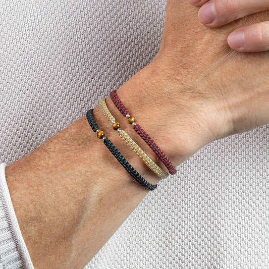 Men's Tiger Eye Macrame Beaded Bracelet | Gifts for Men