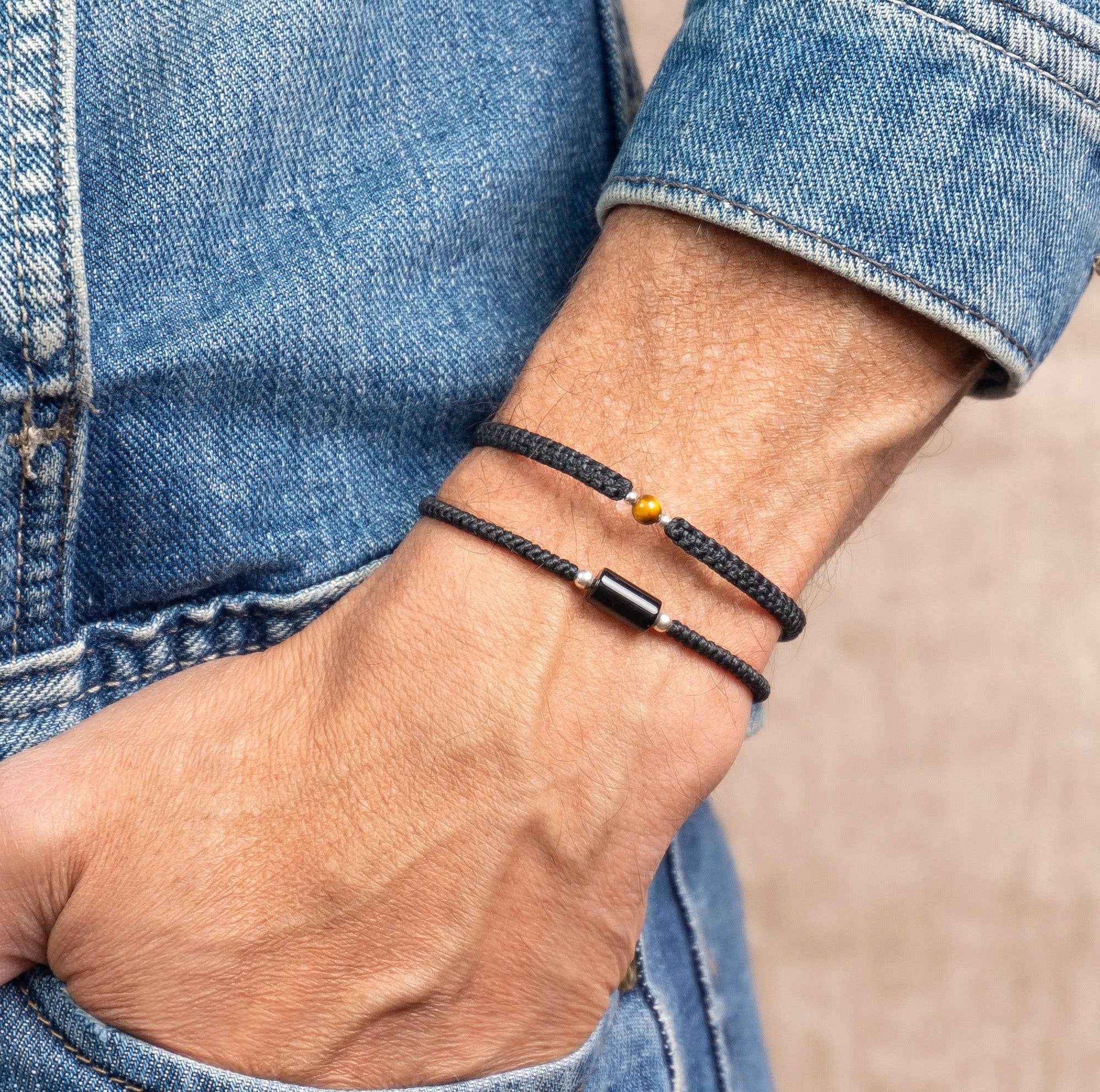 Men's Tiger Eye Macrame Beaded Bracelet | Gifts for Men