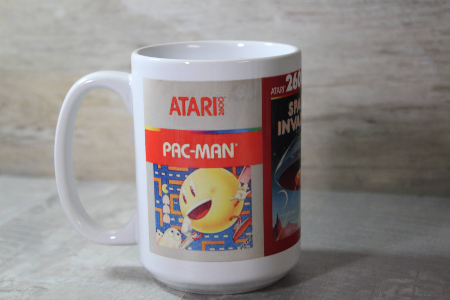 Retro Gaming Pacman, Space Invaders // 15 Oz. Ceramic Mug