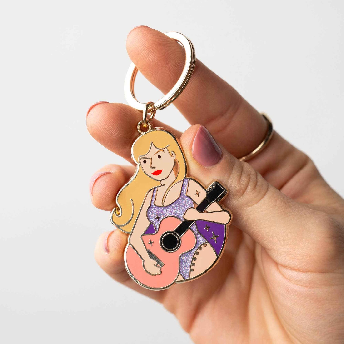 Taylor Swift -Eras Sparkling Gold Keychain  Trendy Fan (Gift