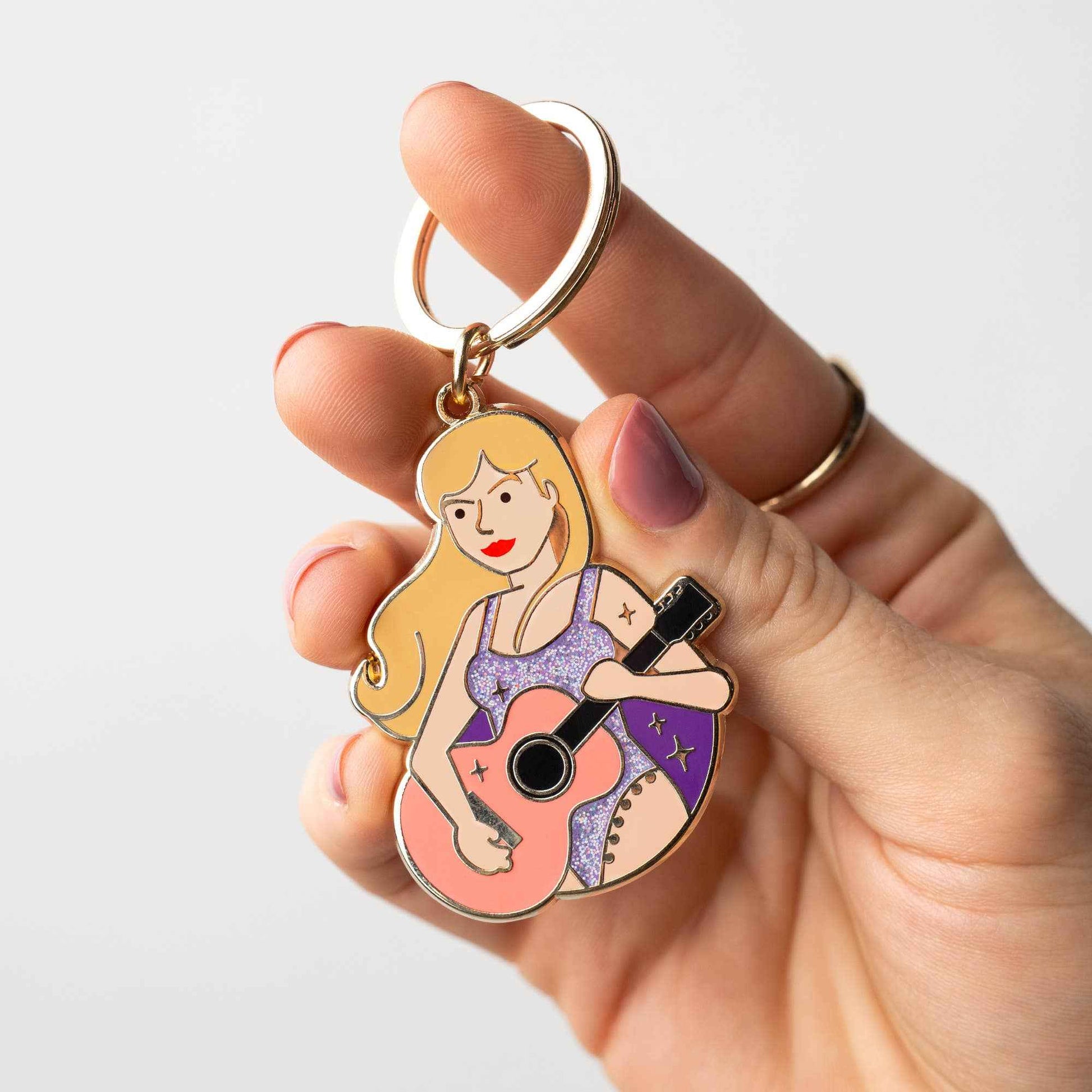 Taylor Swift -Eras Sparkling Gold Keychain  Trendy Fan (Gift