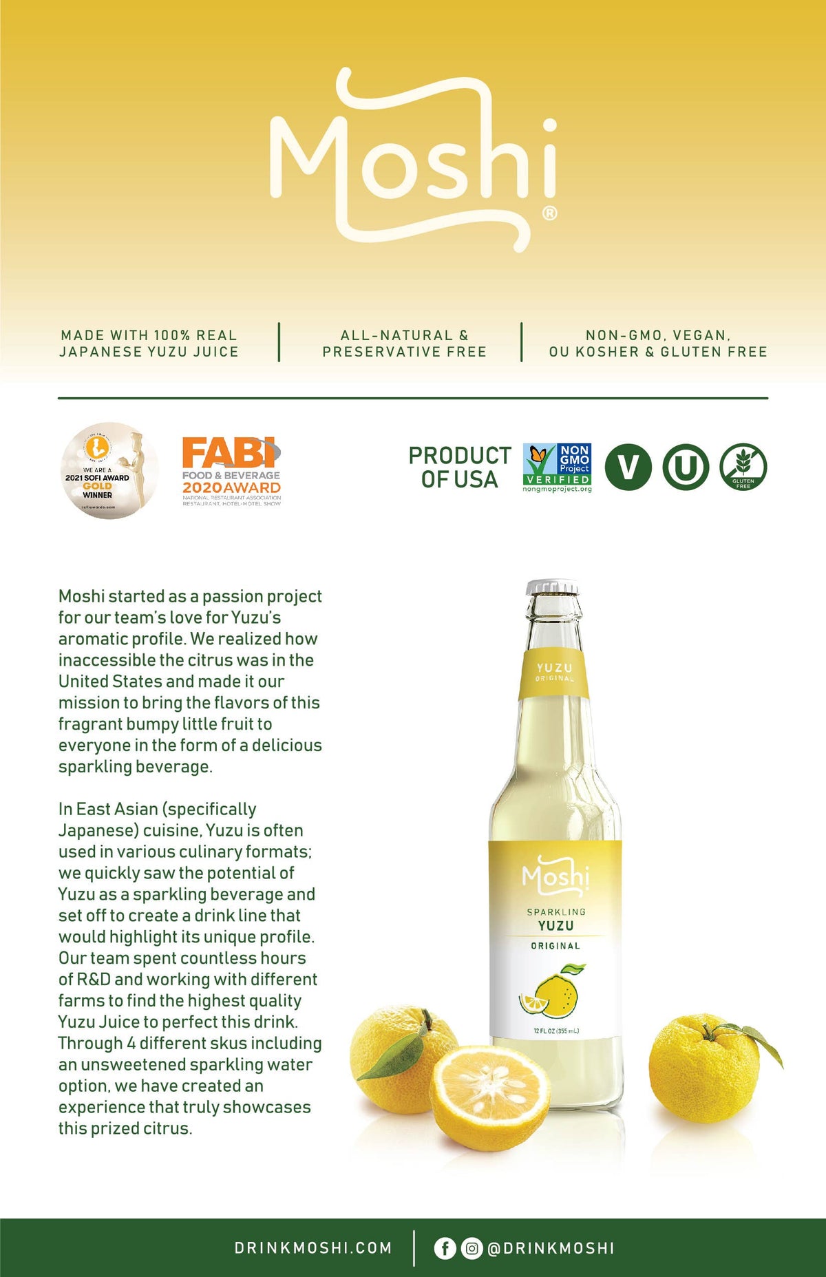 Moshi Yuzu Sparkling Drink - White Peach