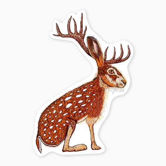 Red Scottish Jackalope - 3" Art Sticker