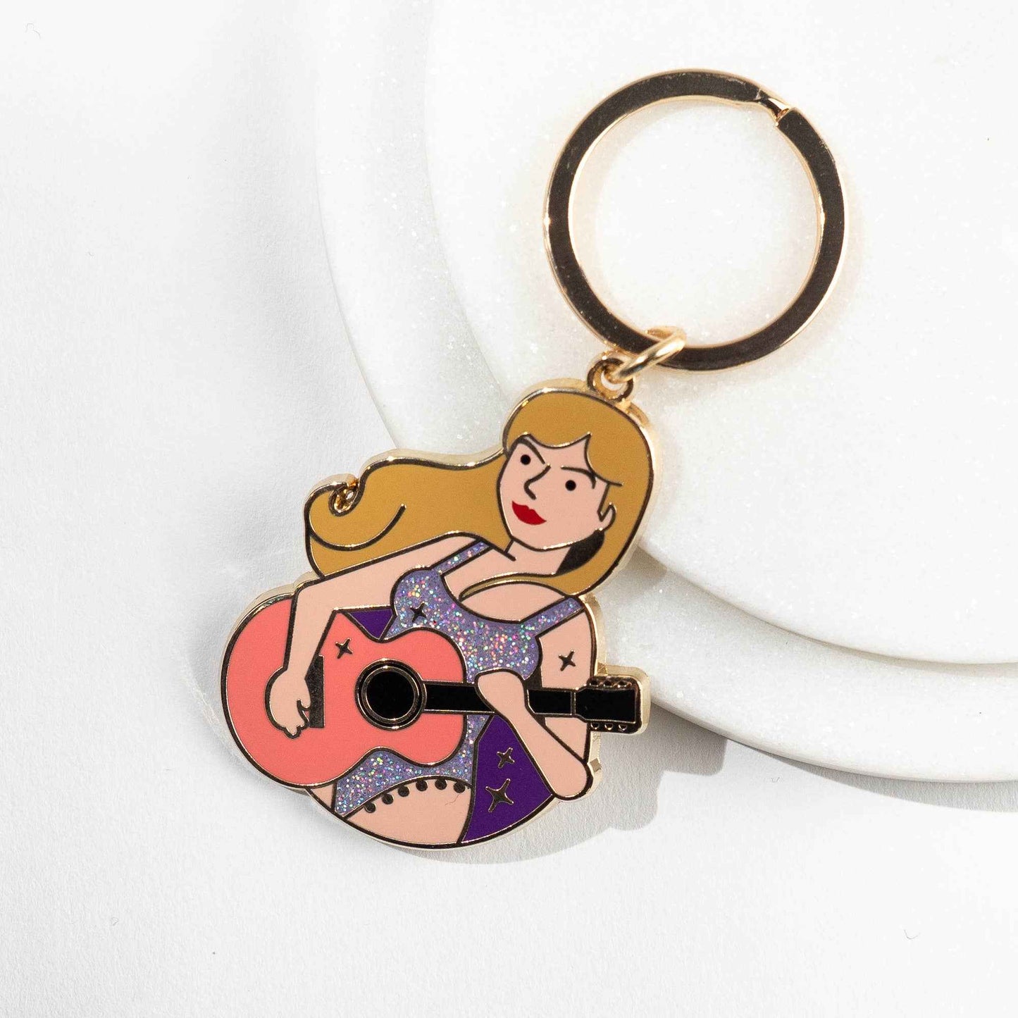 Taylor Swift -Eras Sparkling Gold Keychain  Trendy Fan (Gift