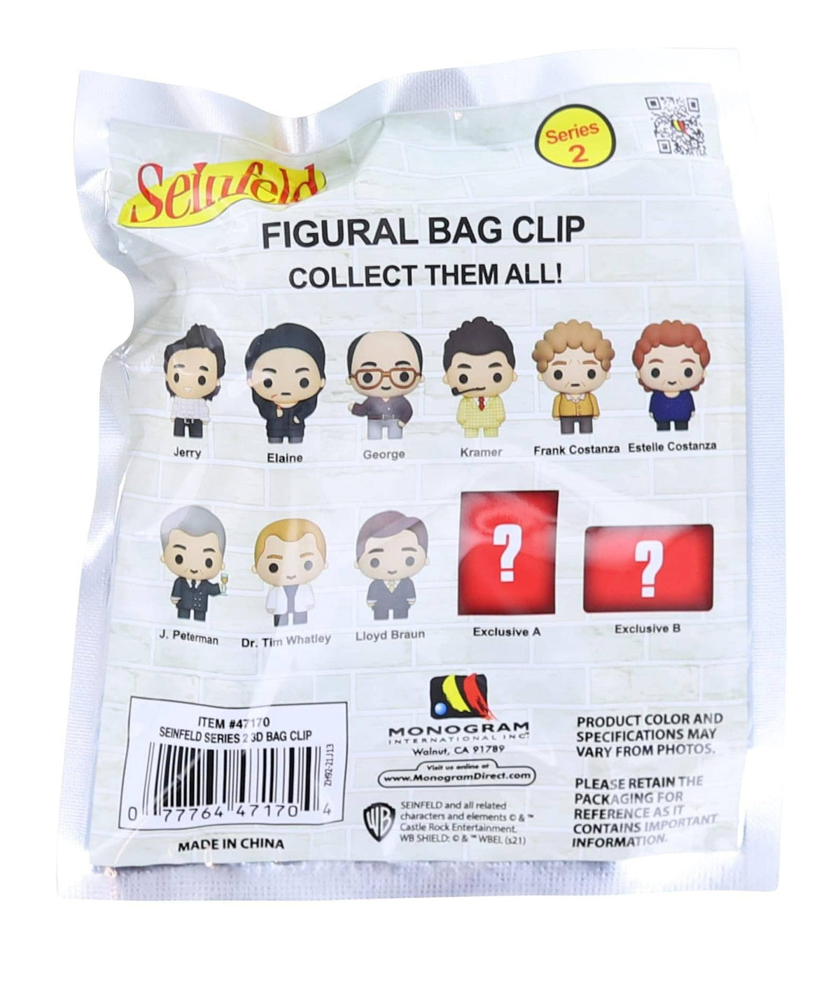 Seinfeld Series 2 3D Foam Bag Clip | 1 Random