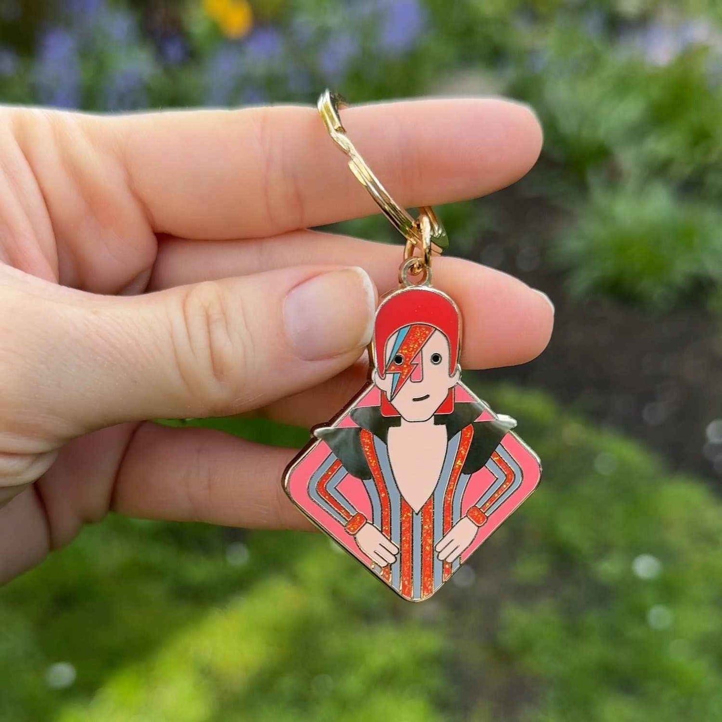 David Bowie Enamel Keychain – London Music Memorabilia Gift