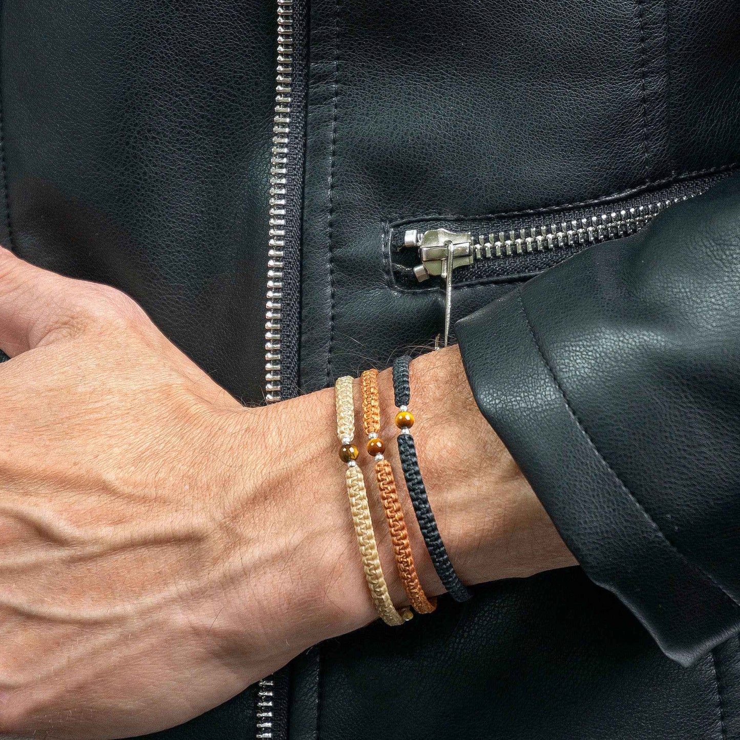 Men's Tiger Eye Macrame Beaded Bracelet | Gifts for Men