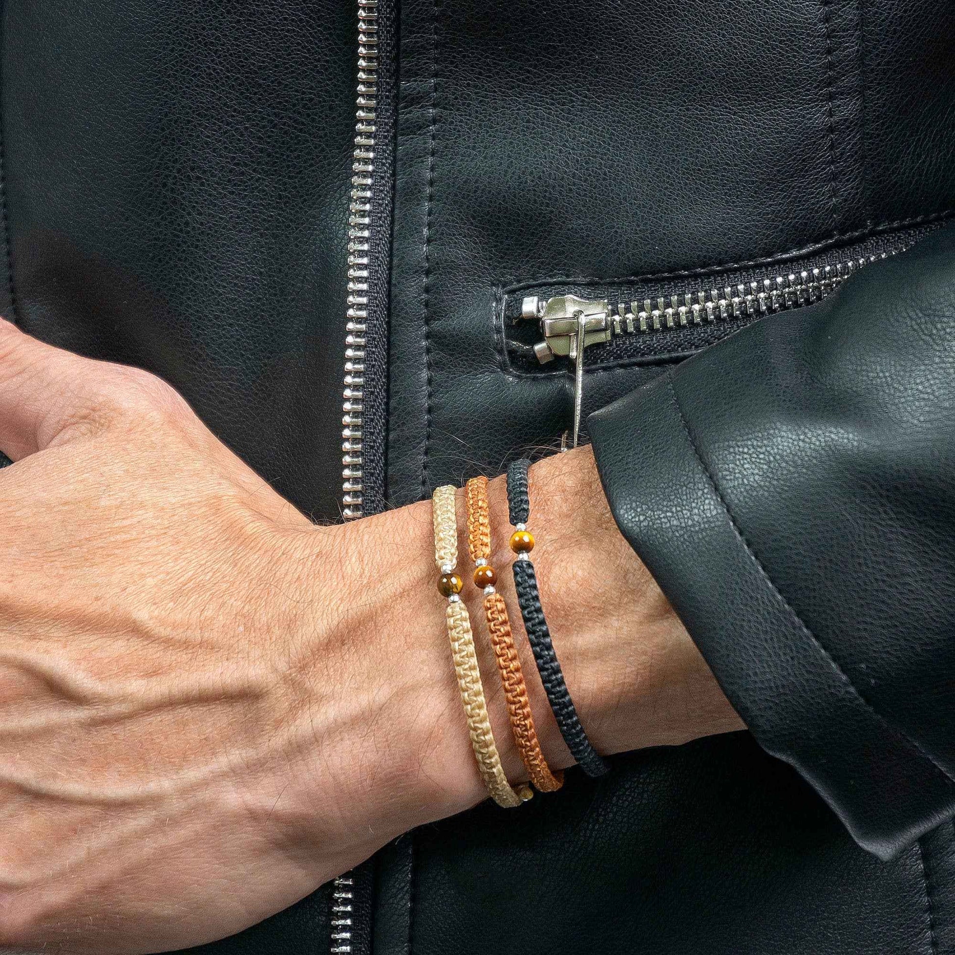 Men's Tiger Eye Macrame Beaded Bracelet | Gifts for Men