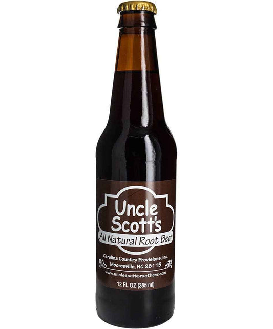 Uncle Scott's Root Beer Soda, 12oz Glass Bottle 12ct