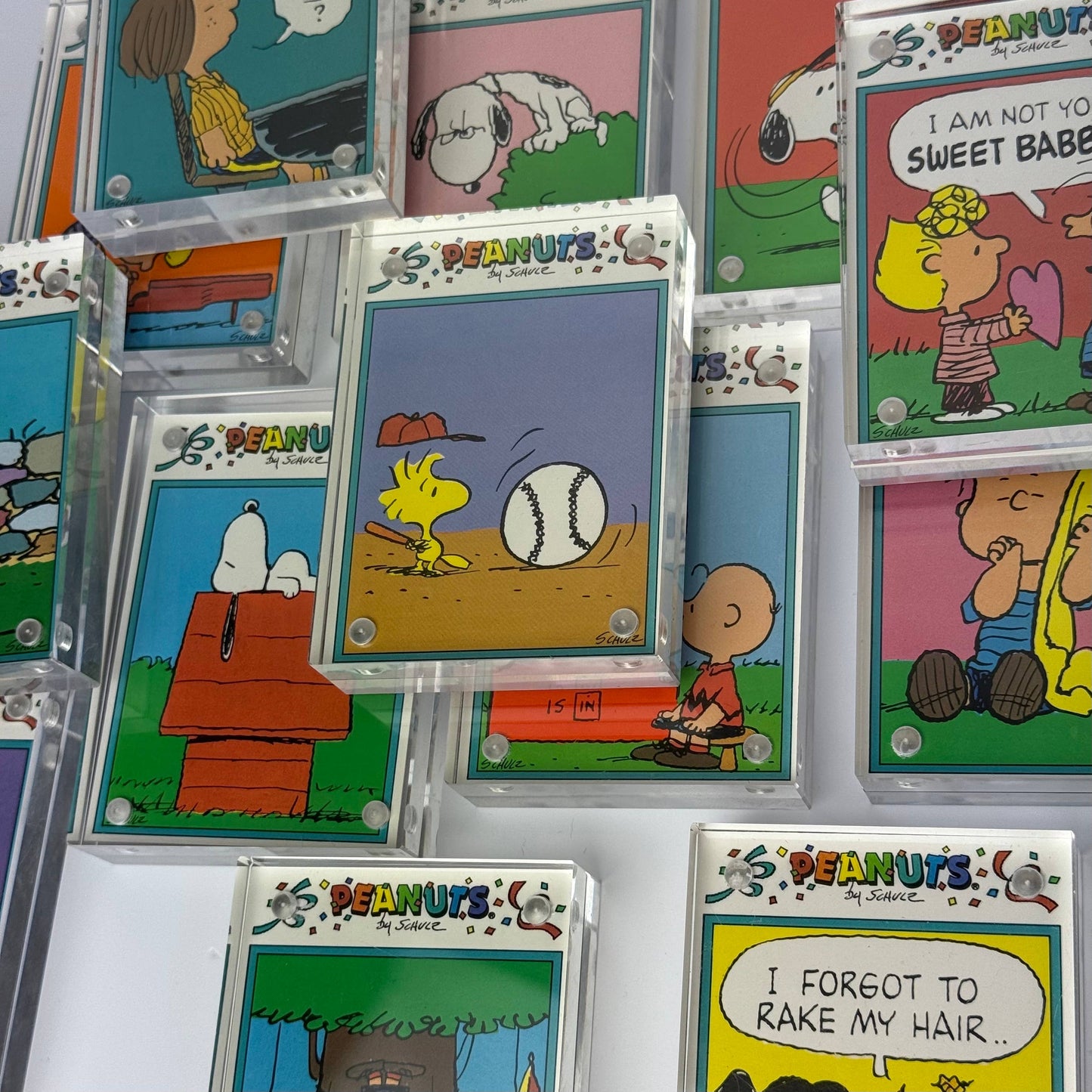 Vintage Snoopy + Peanuts Framed Trading Cards