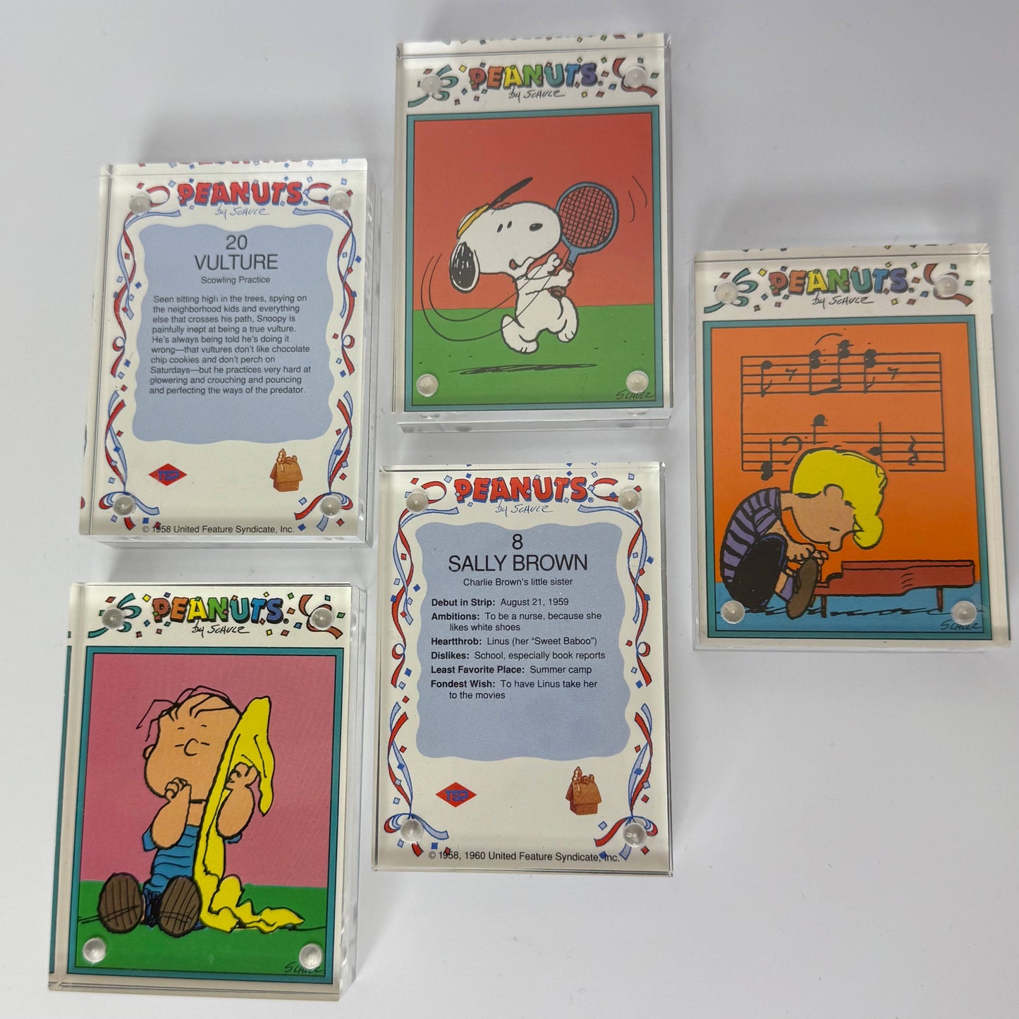 Vintage Snoopy + Peanuts Framed Trading Cards