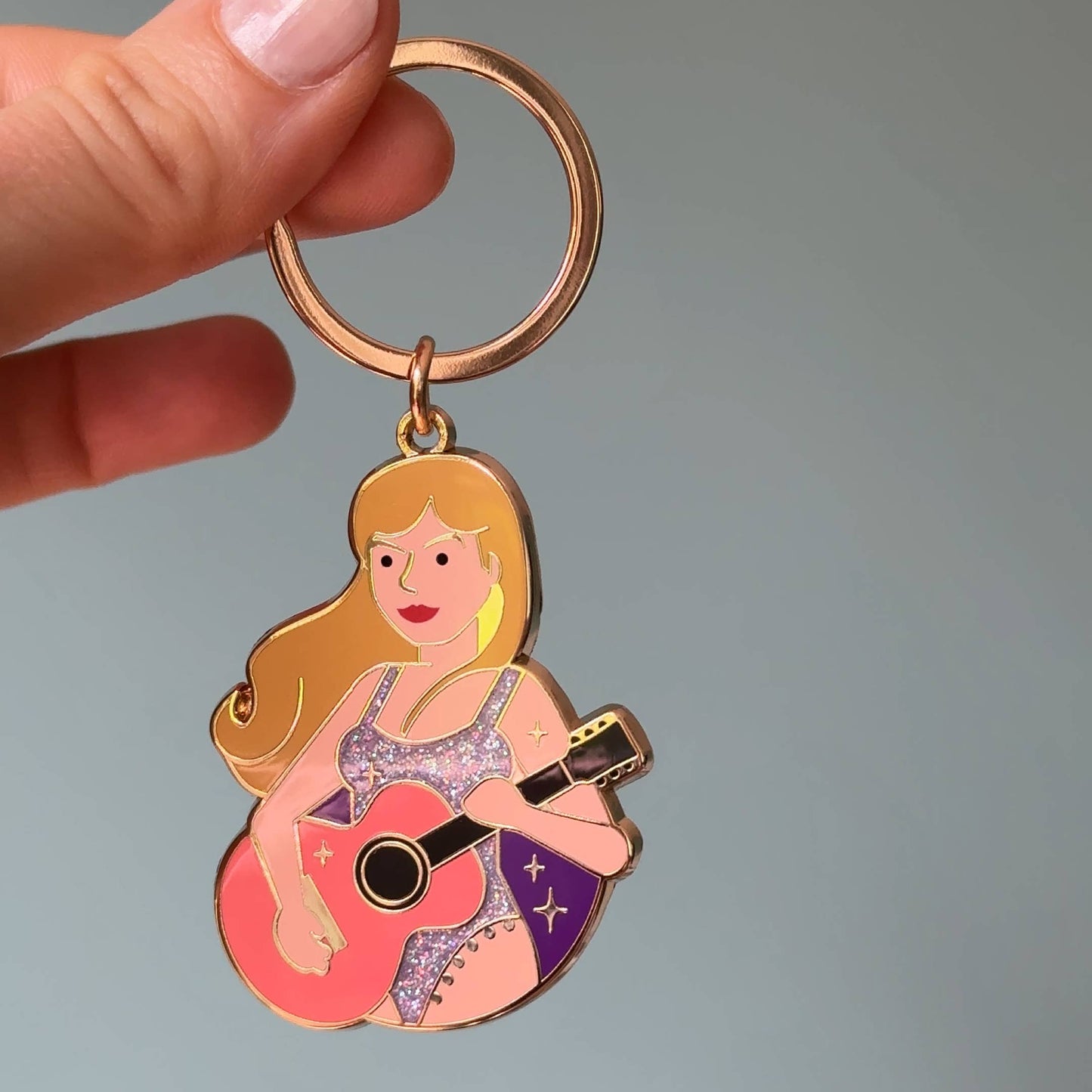 Taylor Swift -Eras Sparkling Gold Keychain  Trendy Fan (Gift