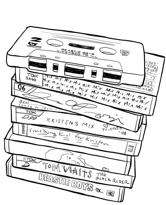 Mix Tapes Vinyl Sticker | Cassette tapes in black and white