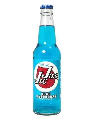 Jic Jac Blue Raspberry Soda, 12oz Glass Bottle 12ct