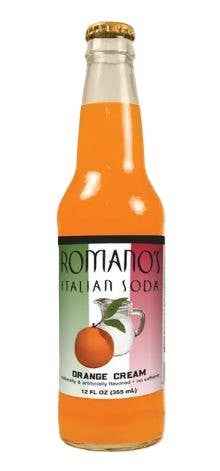 Romano's Italian Soda - Orange Cream, 12ct Glass Bottle Soda