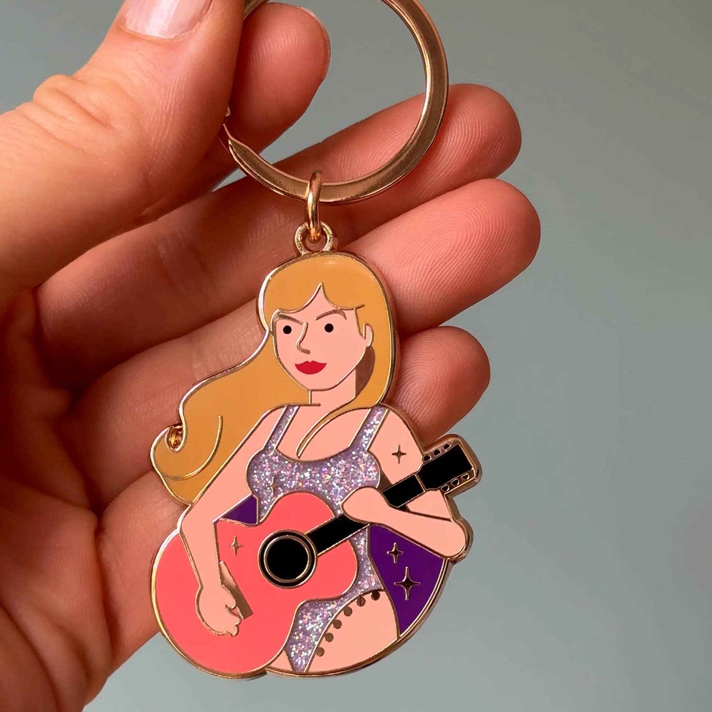 Taylor Swift -Eras Sparkling Gold Keychain  Trendy Fan (Gift