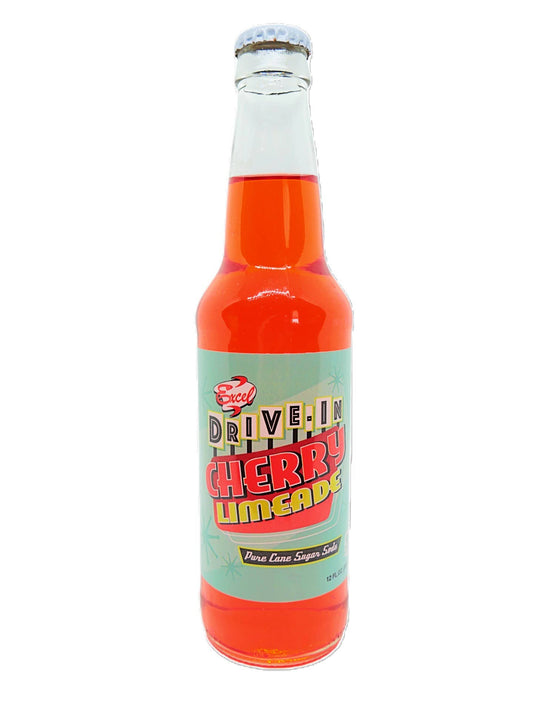 Excel Drive-In Cherry Limeade, Glass Bottled Soda