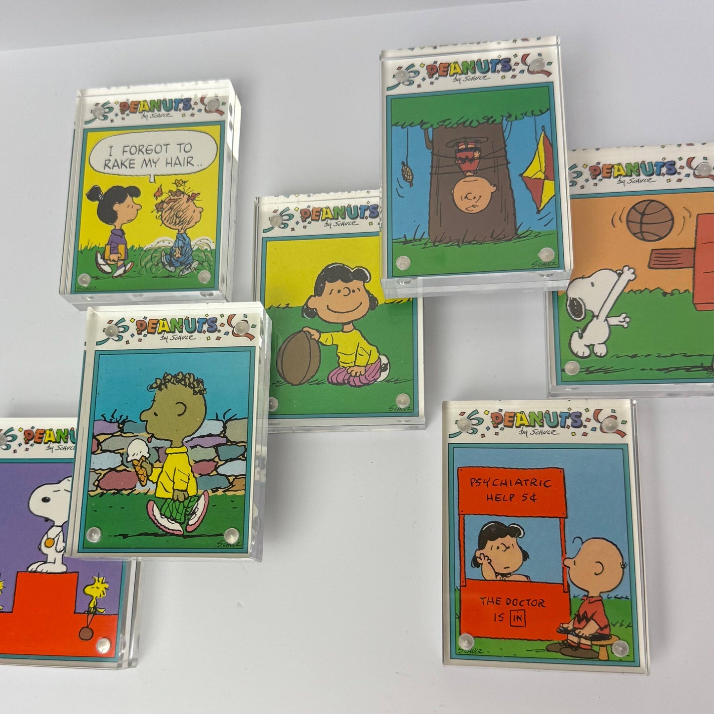 Vintage Snoopy + Peanuts Framed Trading Cards