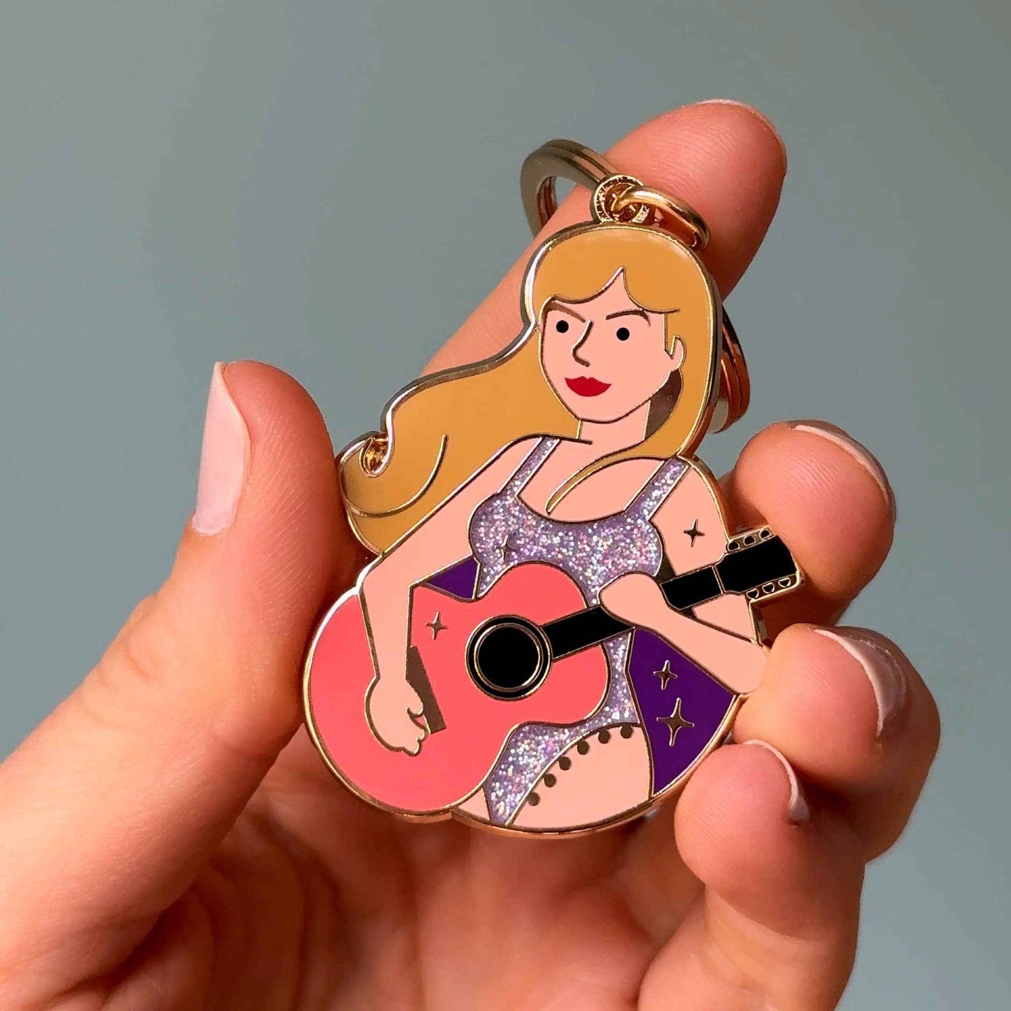 Taylor Swift -Eras Sparkling Gold Keychain  Trendy Fan (Gift