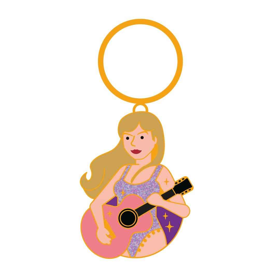 Taylor Swift -Eras Sparkling Gold Keychain  Trendy Fan (Gift