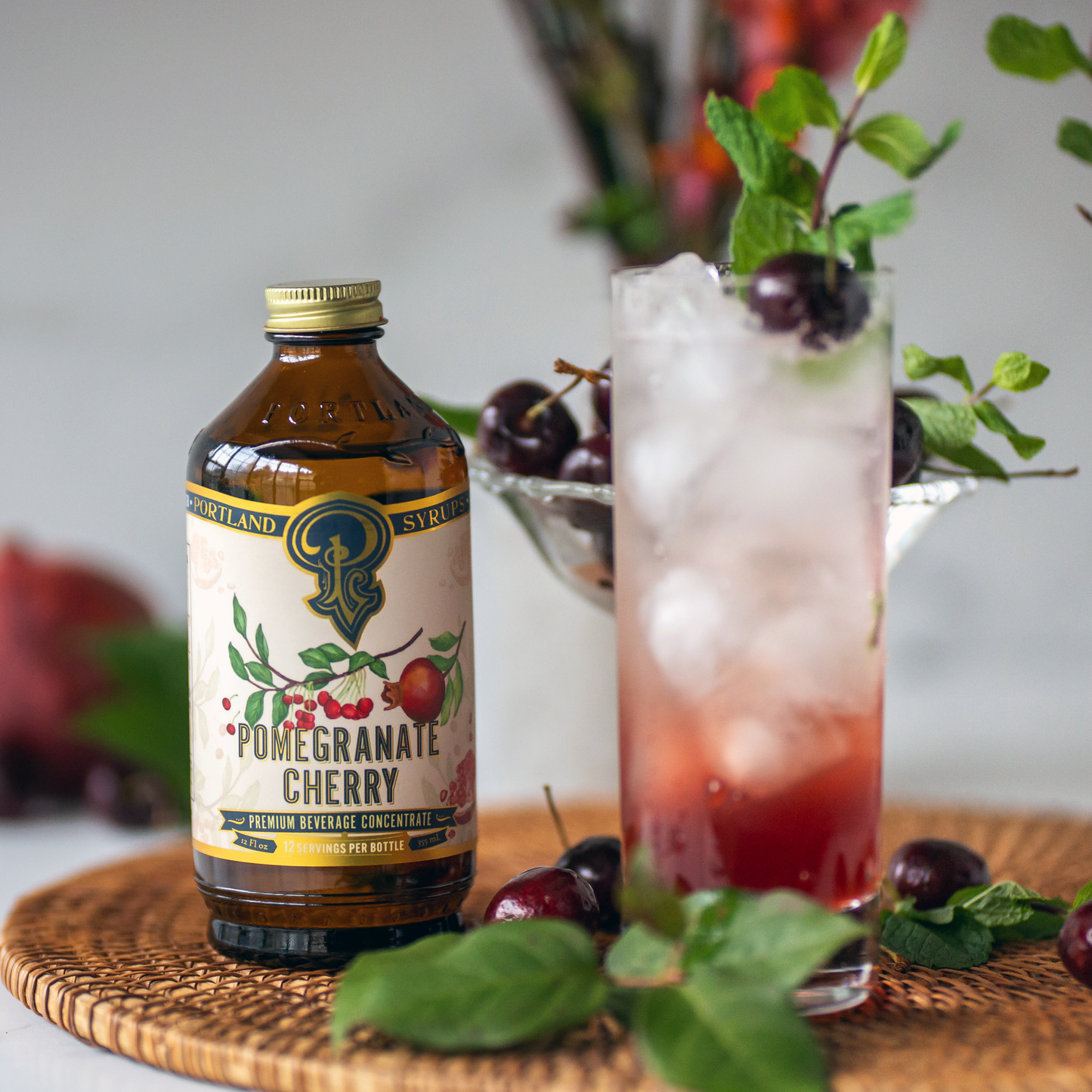 Pomegranate Cherry Syrup 3.4oz  - Cocktail / Mocktail Mixer